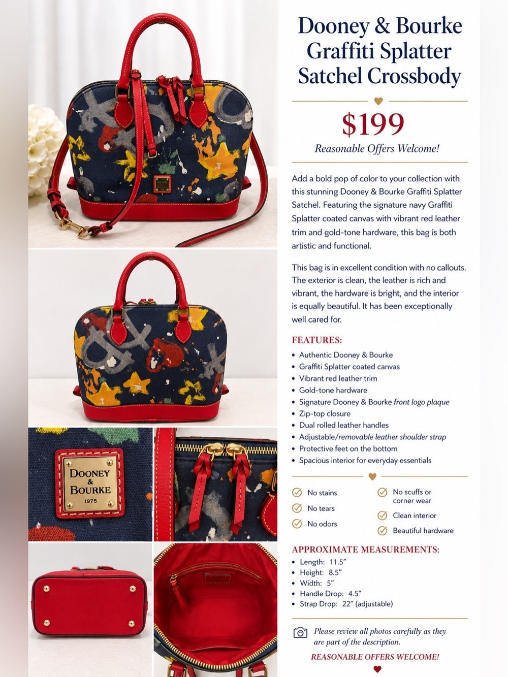 Dooney & Bourke Graffiti Splatter Satchel Crossbody
